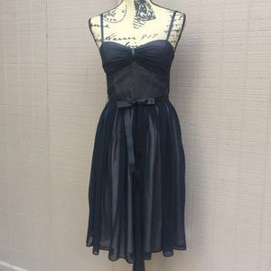 Sz 2 Mina Black Dress With Pink Built In Slip
